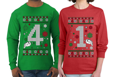 41 Combination Sweater Girlfriend Boyfriend Gift His and Hers Matching Ugly Christmas Couple Long Sleeve Shirt