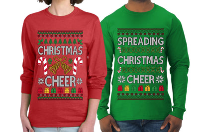 Spreading Christmas Cheer Sweater Girlfriend Boyfriend Gift His and Hers Matching Ugly Christmas Couple Long Sleeve Shirt