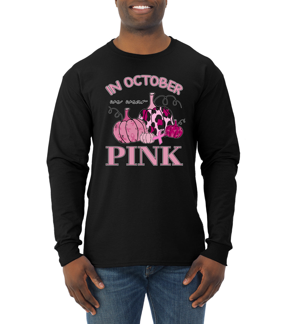 Breast Cancer Awareness Designs Front and Back Mens Long Sleeve Shirt