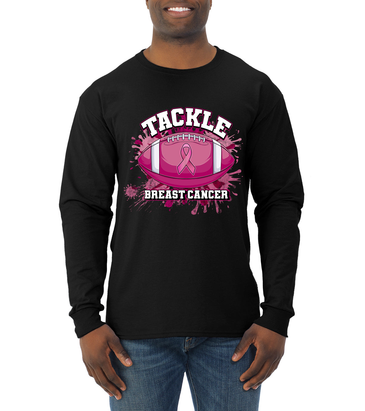 Breast Cancer Awareness Designs Front and Back Mens Long Sleeve Shirt