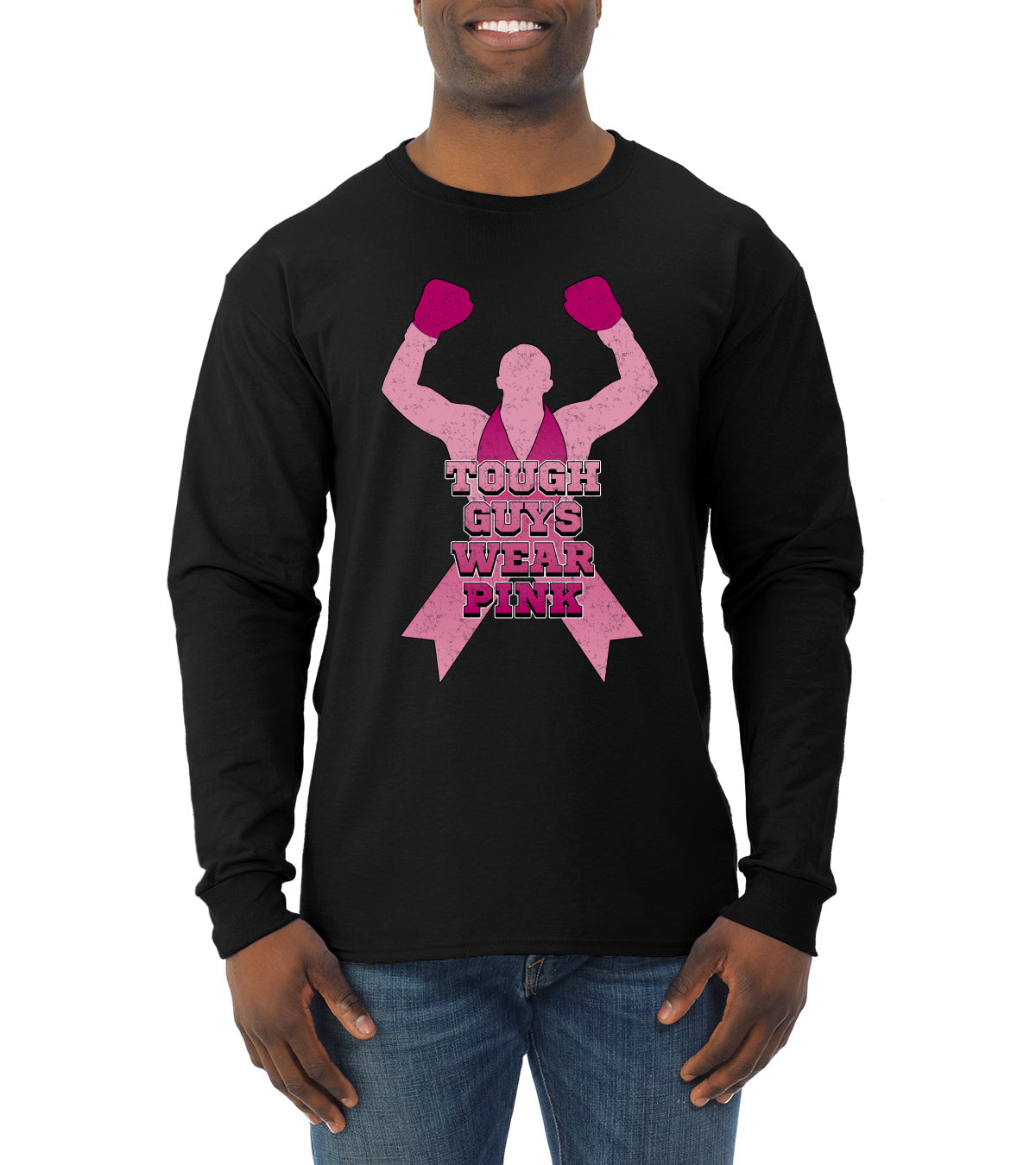Breast Cancer Awareness Designs Front and Back Mens Long Sleeve Shirt