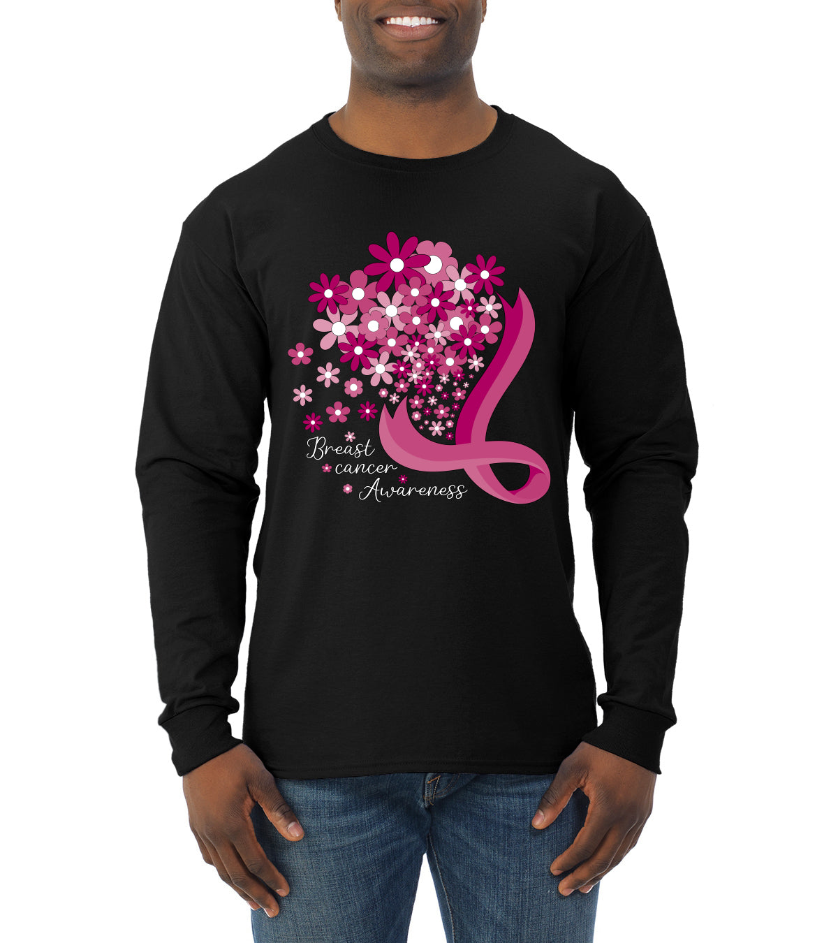 Breast Cancer Awareness Designs Front and Back Mens Long Sleeve Shirt