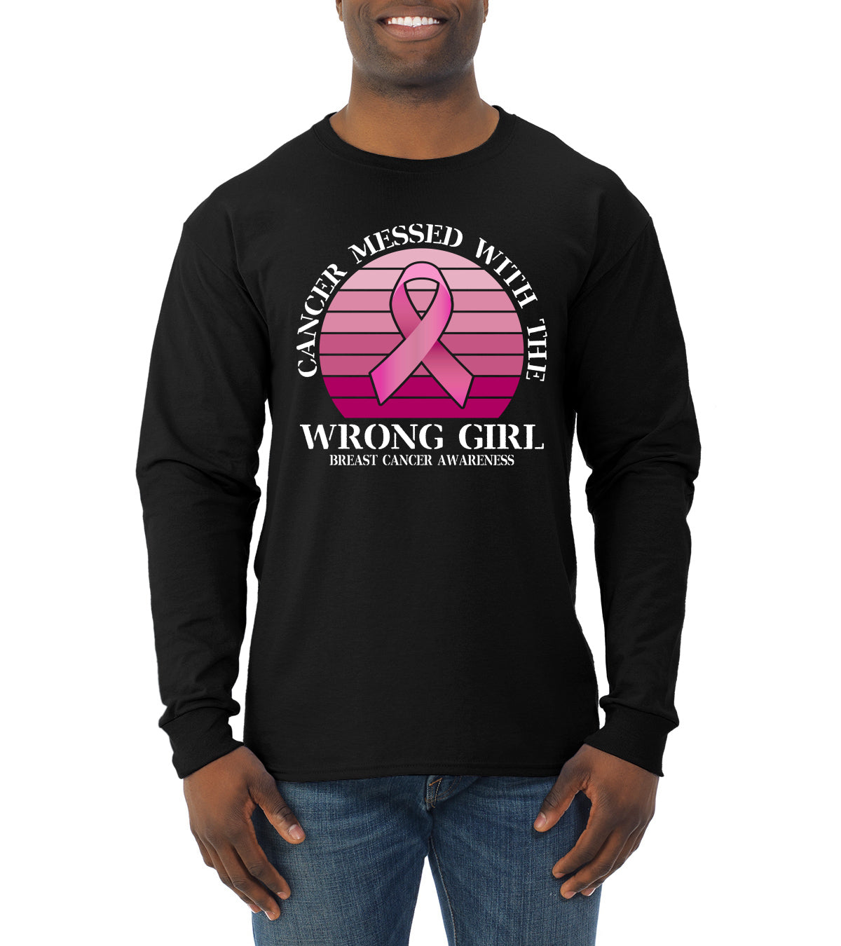 Breast Cancer Awareness Designs Front and Back Mens Long Sleeve Shirt