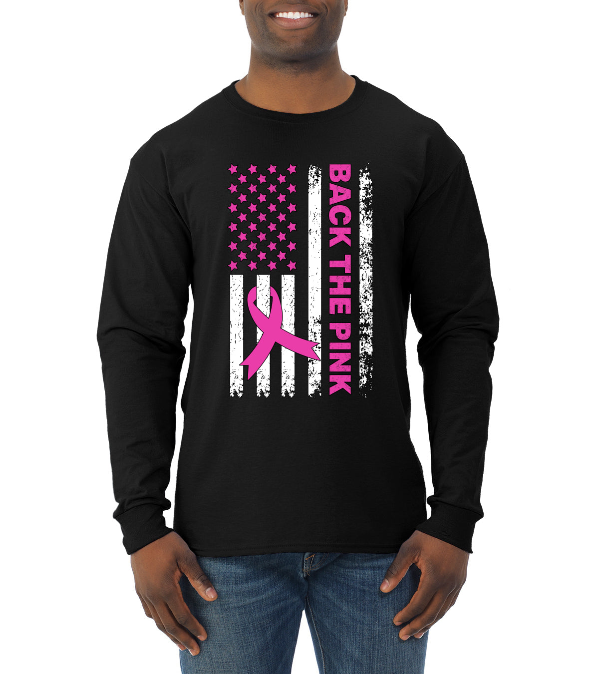 Breast Cancer Awareness Designs Front and Back Mens Long Sleeve Shirt