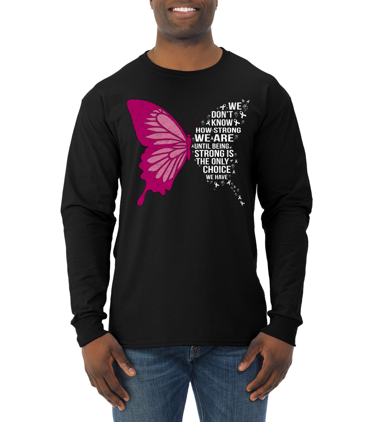 Breast Cancer Awareness Designs Front and Back Mens Long Sleeve Shirt