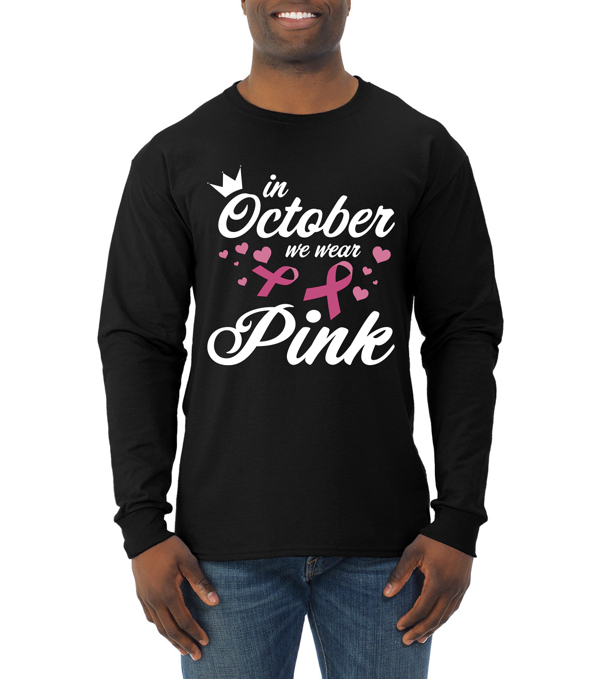 Breast Cancer Awareness Designs Front and Back Mens Long Sleeve Shirt