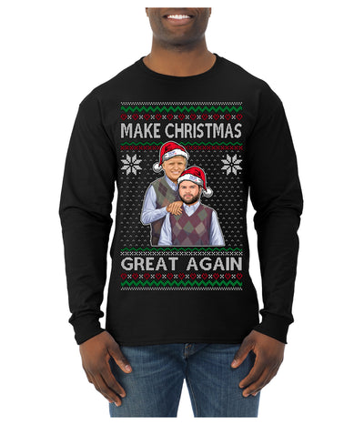 Make Christmas Great Again Trump Vance 2024 Movie Parody Ugly Christmas Sweater Mens Long Sleeve Shirt