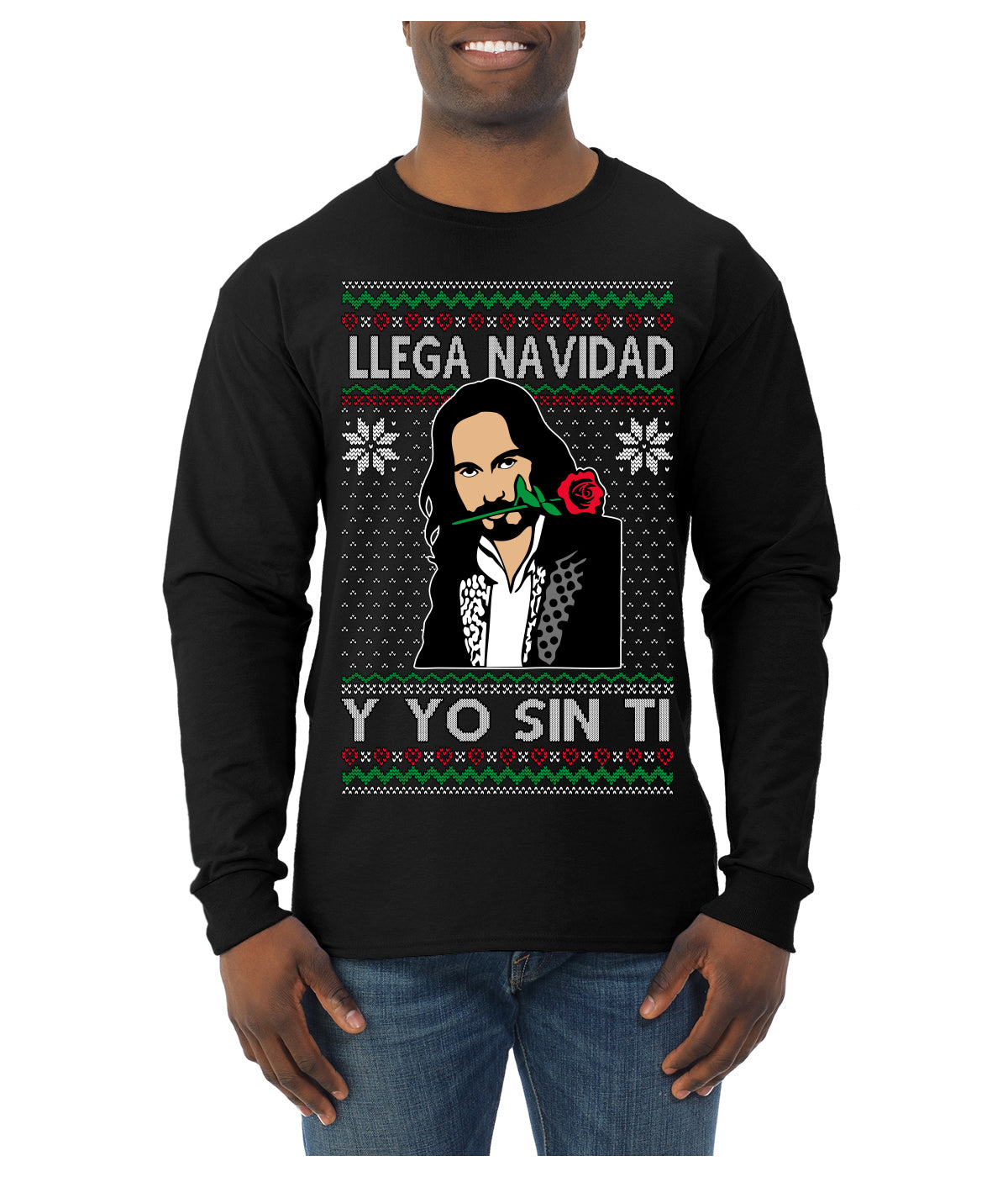 Llega Navidad Y Yo Sin Ti Christmas Is Coming Marco Ugly Christmas Sweater Mens Long Sleeve Shirt