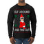 Elf Around and Find Out Funny Gift Toy on a Shelf, Classic Viral Winter Holidays Xmas Meme Ugly Christmas Sweater Mens Long Sleeve Shirt