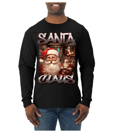 Santa Claus Bootleg Rap Music Style Ugly Christmas Sweater Mens Long Sleeve Shirt