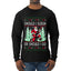 Should I Sleigh Or Should I Go, 80s Rock n' Roll Song, Electric Guitar, Ugly Christmas Sweater Mens Long Sleeve Shirt