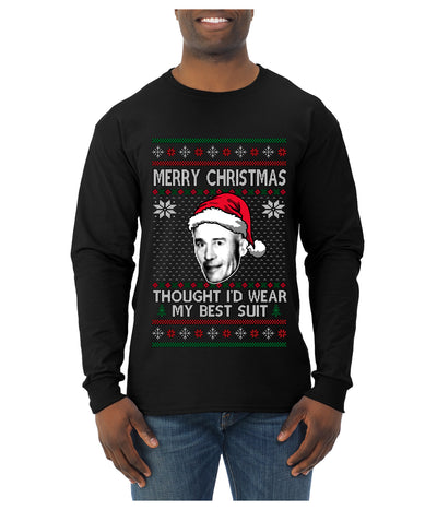 Thought I'd Wear My Best Suit Ed Gein, Ugly Christmas Sweater Mens Long Sleeve Shirt