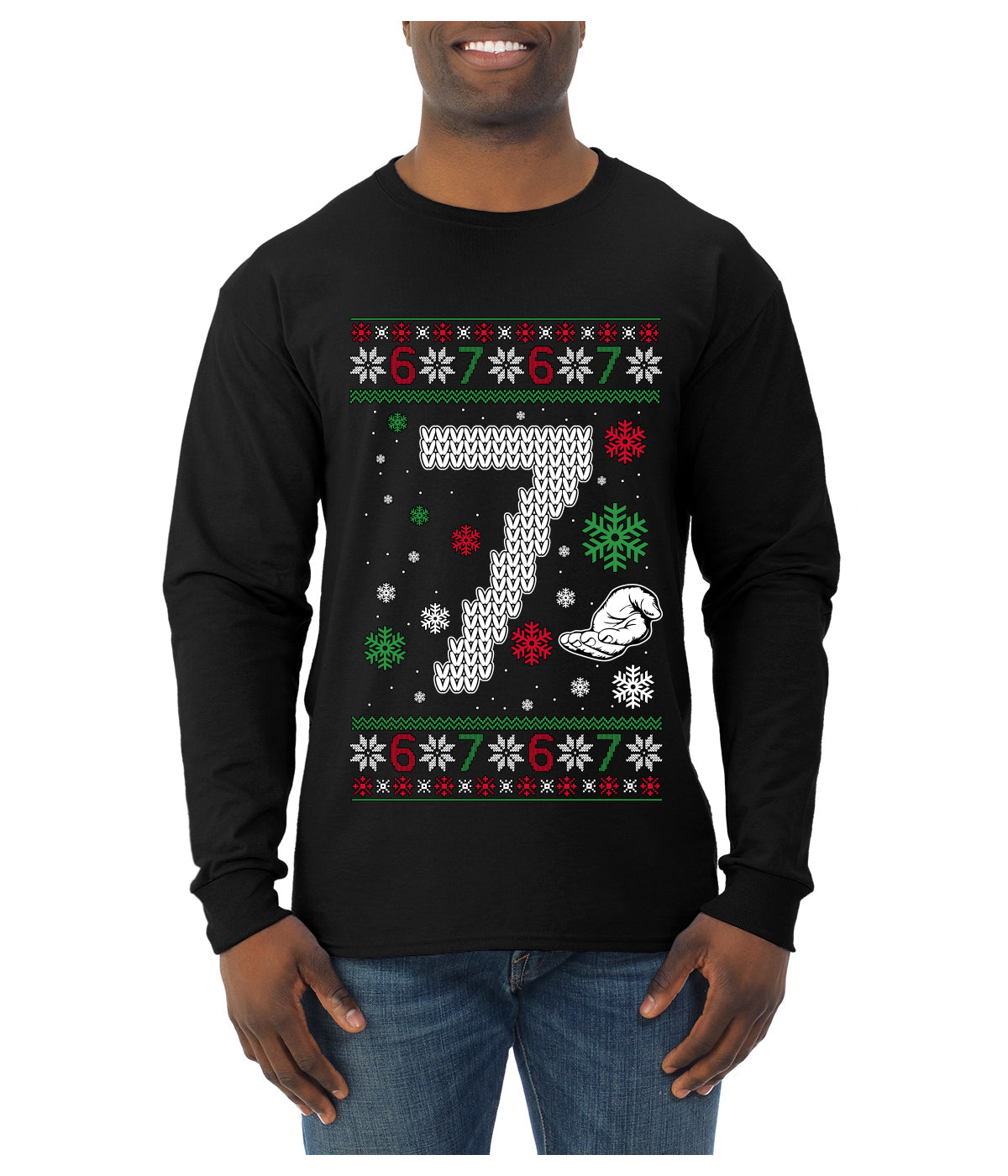 Christmas 7 Meme, Ugly Christmas Sweater Unisex Mens Long Sleeve Shirt