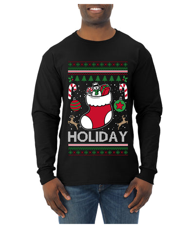 Holiday, Ugly Christmas Sweater Unisex Mens Long Sleeve Shirt