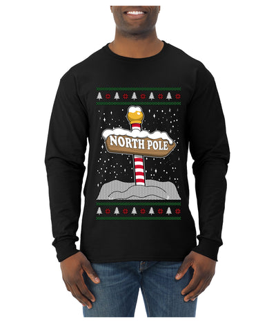 North Pole, Ugly Christmas Sweater Unisex Mens Long Sleeve Shirt
