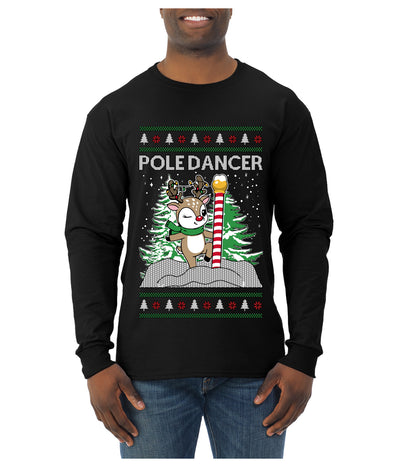 Pole Dancer, Ugly Christmas Sweater Unisex Mens Long Sleeve Shirt