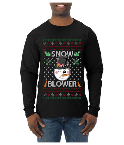 Snow Blower, Ugly Christmas Sweater Unisex Mens Long Sleeve Shirt