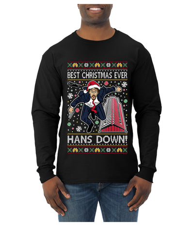 Die Hard Best Christmas Ever Hans Down Nakatomi, Ugly Christmas Sweater Unisex Mens Long Sleeve Shirt