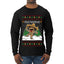 Feliz Navidad Dancing Gingerbread Man, Ugly Christmas Sweater Unisex Mens Long Sleeve Shirt