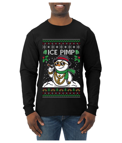 Ice Pimp, Ugly Christmas Sweater Unisex Mens Long Sleeve Shirt