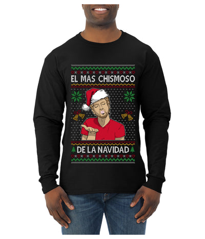 El Mas Chismoso De La Navidad, Ugly Christmas Sweater Unisex Mens Long Sleeve Shirt