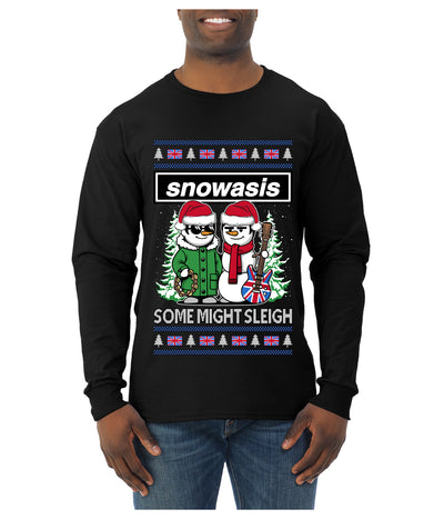 Snowasis English Rock Band Parody, Ugly Christmas Sweater Unisex Mens Long Sleeve Shirt