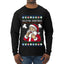 Seazyns Greeting Santa Packing Lip Pouch, Ugly Christmas Sweater Unisex Mens Long Sleeve Shirt
