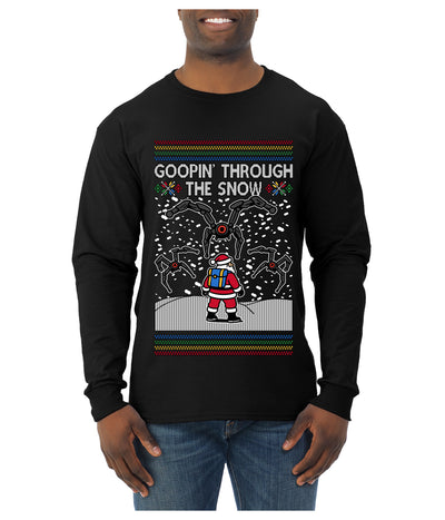 Goopin' Through The Snow Gamer Santa, Ugly Christmas Sweater Unisex Mens Long Sleeve Shirt