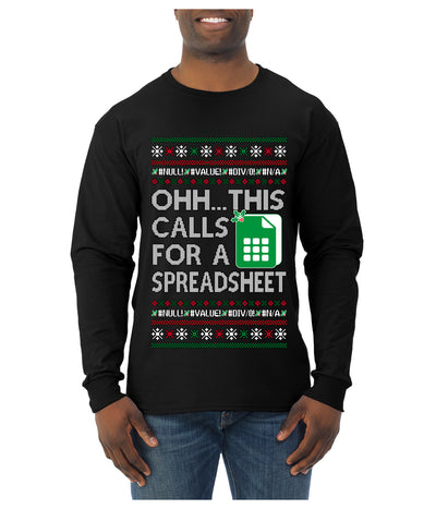 Oh... This Calls for A Spreadsheet, Ugly Christmas Sweater Unisex Mens Long Sleeve Shirt