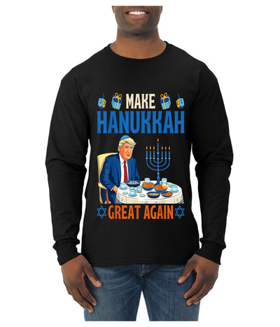 Make Hanukkah Great Again, Ugly Christmas Sweater Unisex Mens Long Sleeve Shirt