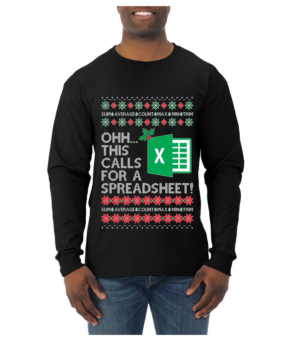 Ohh This Calls For A Spreadsheet Office, Ugly Christmas Sweater Unisex Mens Long Sleeve Shirt