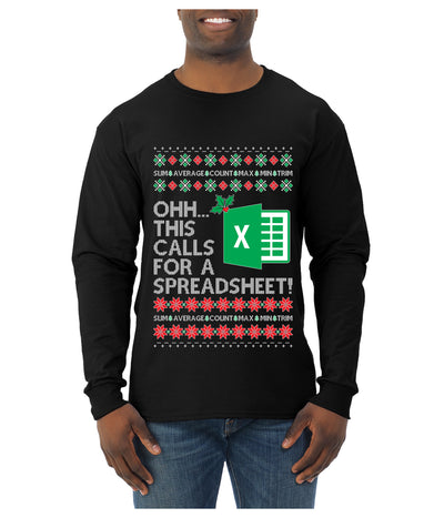 Ohh This Calls For A Spreadsheet Office, Ugly Christmas Sweater Unisex Mens Long Sleeve Shirt