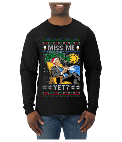 Miss Me Yet? President USA Design, Ugly Christmas Sweater Unisex Mens Long Sleeve Shirt