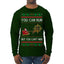 You Can Run But You Can't Hide Santa Sleigh Reindeer Ugly Christmas Sweater Mens Long Sleeve Shirt