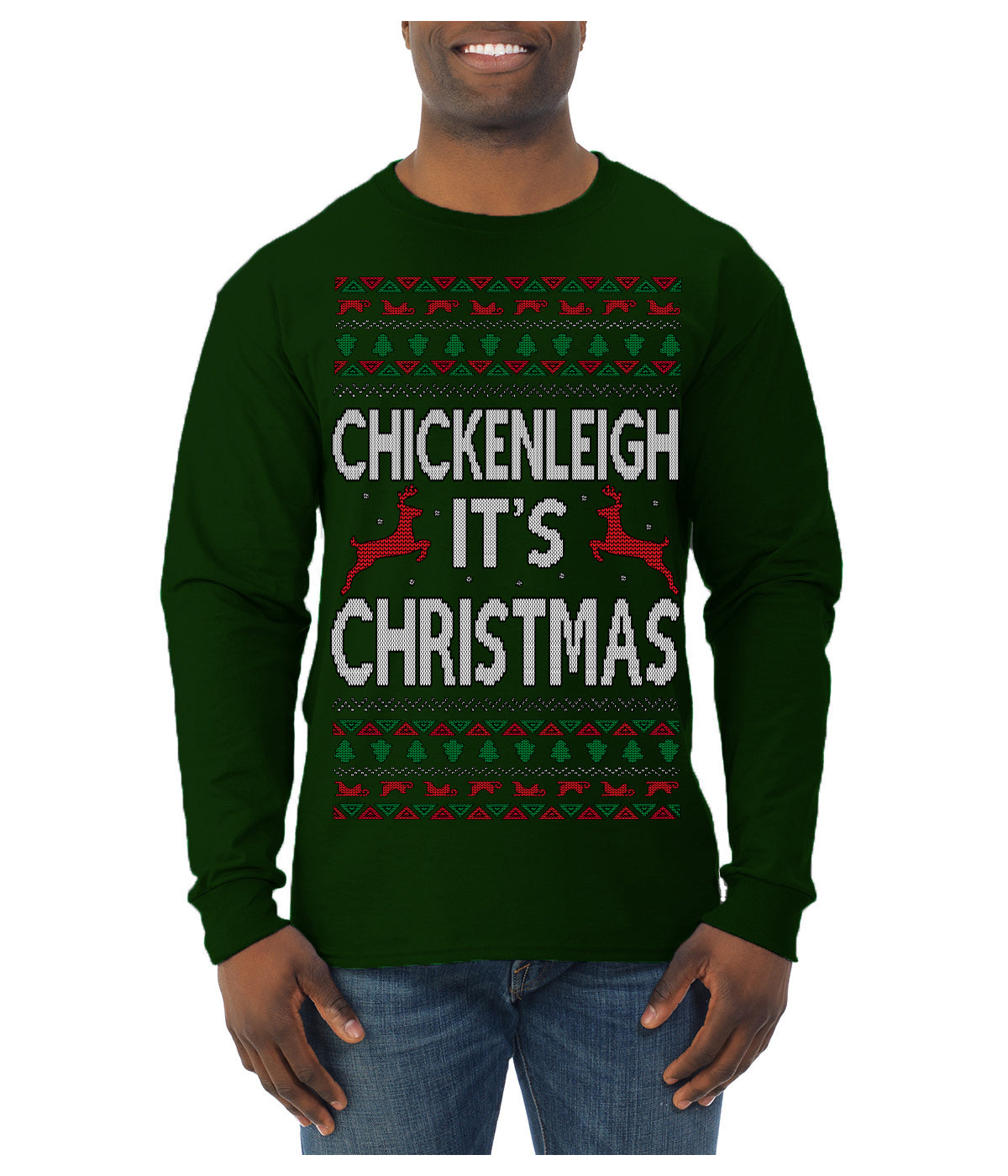 Chickenleigh It's Christmas Funny Viral Trending Meme Ugly Christmas Sweater Mens Long Sleeve Shirt