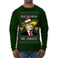Feliz Navidad Mi Amigos Funny President Ugly Christmas Sweater Mens Long Sleeve Shirt