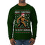 Merry Christmas Ya Filthy Humans Funny Sasquatch Bigfoot Ugly Christmas Sweater Mens Long Sleeve Shirt