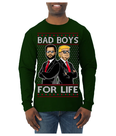 Bad Boys for Life Donald Trump JD Vance Funny 90s Movie Ugly Christmas Sweater Mens Long Sleeve Shirt