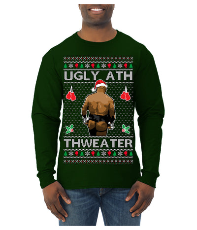 Ugly Ath Sweater Merry Chrithmith, Butt Viral Ugly Ass Boxing Fight Meme Ugly Christmas Sweater Mens Long Sleeve Shirt