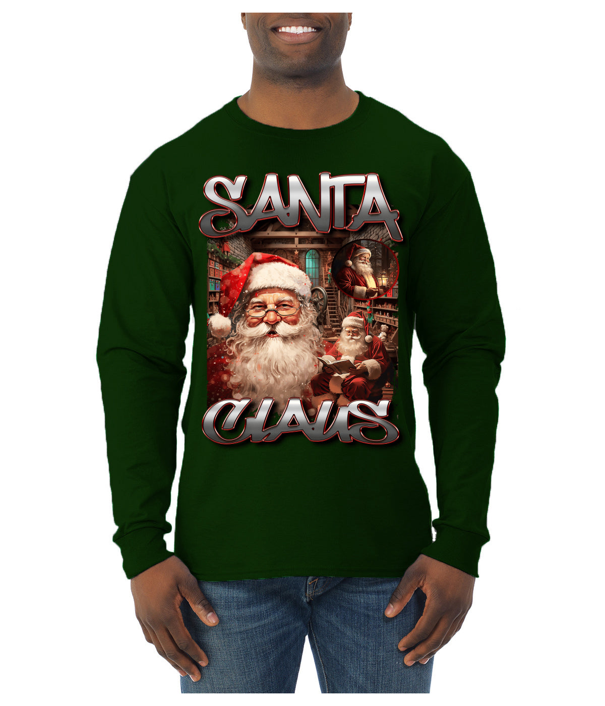 Santa Claus Bootleg Rap Music Style Ugly Christmas Sweater Mens Long Sleeve Shirt