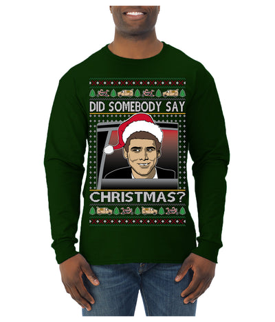 Did Somebody Say Christmas? Lloyd Dumb Dumber 90s Movie Ugly Christmas Sweater Mens Long Sleeve Shirt