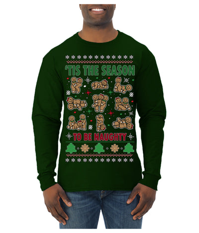 Tis' The Season To Be Naughty Unisex Ugly Christmas Sweater Mens Long Sleeve Shirt