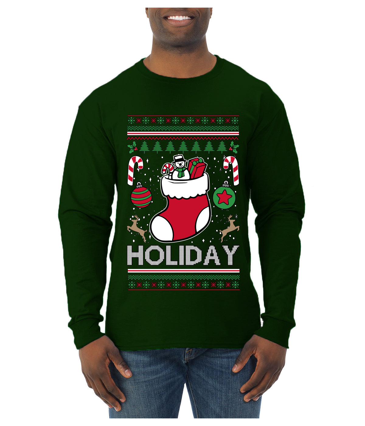 Holiday, Ugly Christmas Sweater Unisex Mens Long Sleeve Shirt
