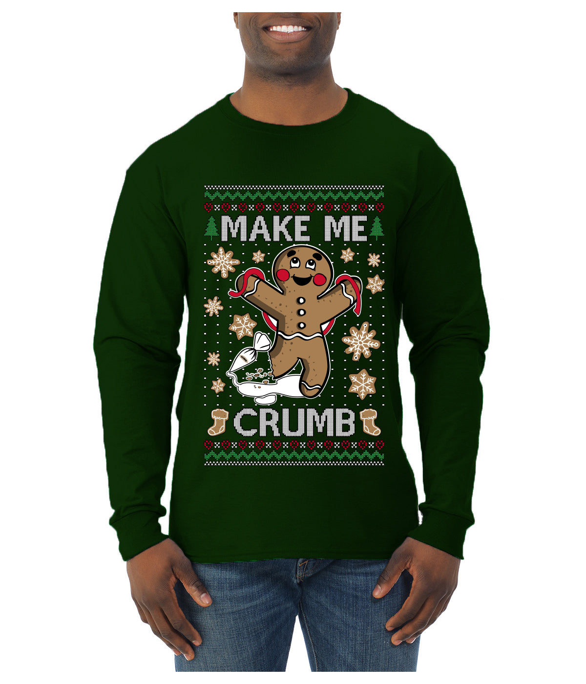 Make Me Crumb, Ugly Christmas Sweater Unisex Mens Long Sleeve Shirt