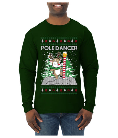 Pole Dancer, Ugly Christmas Sweater Unisex Mens Long Sleeve Shirt
