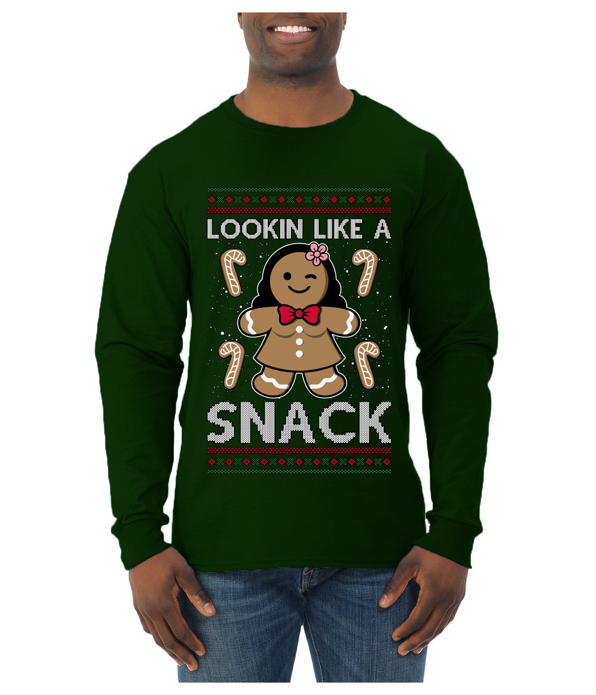 Lookin Like A Snack, Ugly Christmas Sweater Unisex Mens Long Sleeve Shirt