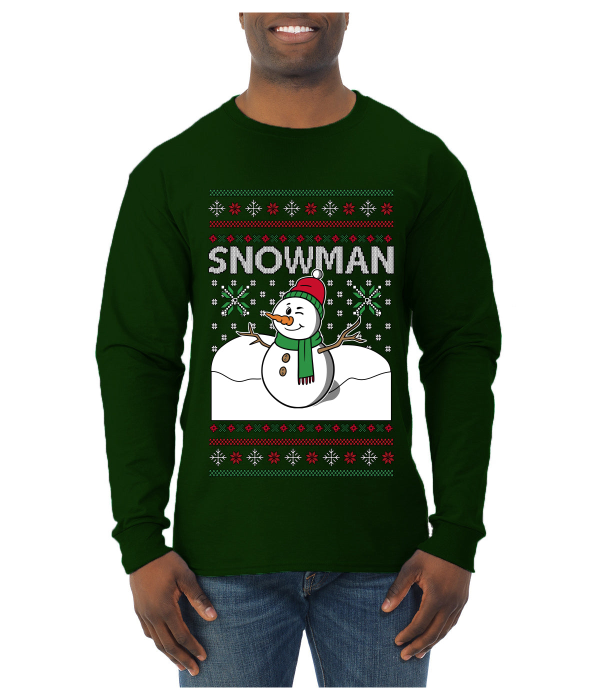 Snowman, Ugly Christmas Sweater Unisex Mens Long Sleeve Shirt