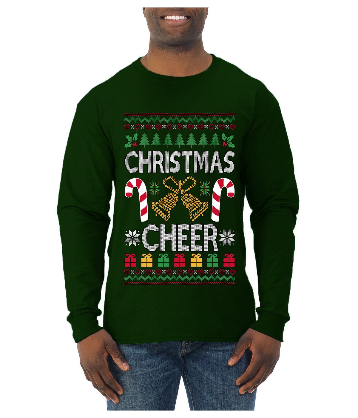 Christmas Cheer, Ugly Christmas Sweater Unisex Mens Long Sleeve Shirt
