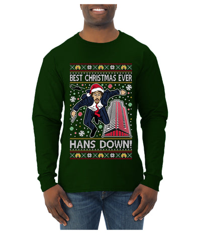 Die Hard Best Christmas Ever Hans Down Nakatomi, Ugly Christmas Sweater Unisex Mens Long Sleeve Shirt