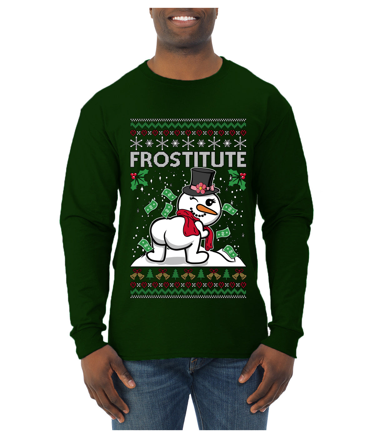 Frostitute, Ugly Christmas Sweater Unisex Mens Long Sleeve Shirt